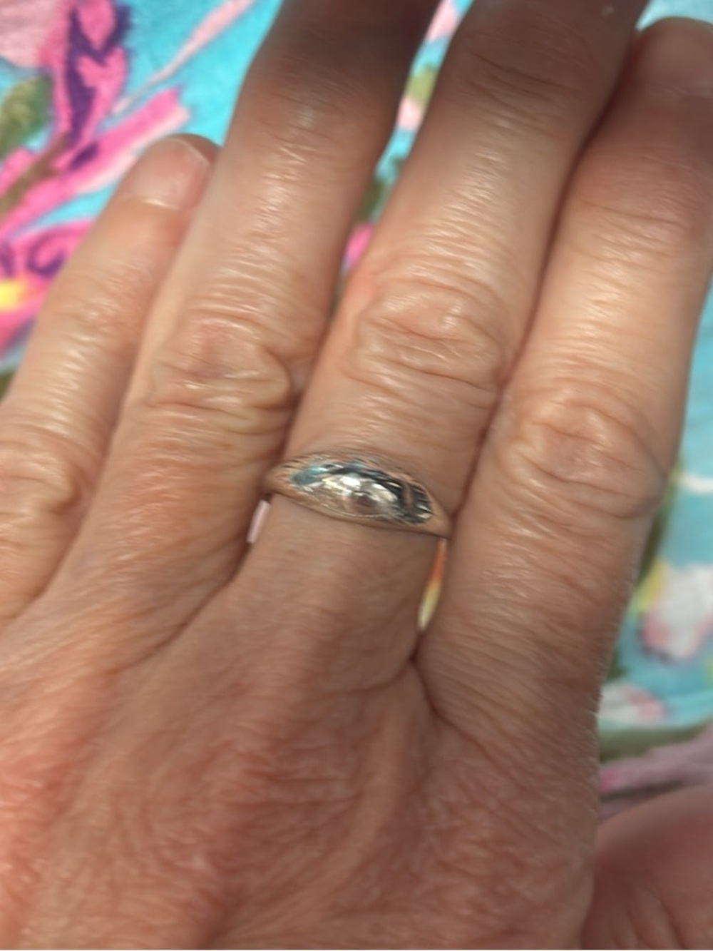 925 Sterling Silver Dome Band Ring Size 6